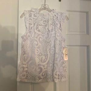 Nanette Lepore white lace shirt, size M, NWT